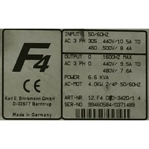 Keb 12.F4.C1D-3420-1.4 F4 Inverter — Variadores y convertidores de frecuencia