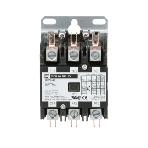 Schneider Electric 8910DPA43V04 Contactor, Definite Purpose, 40A, 3 pole, 25HP at 575VAC, 3 phase, 277VAC 60Hz coil, open — General Accessories