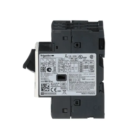 Schneider Electric GV2ME07 TeSys Deca Manual Starter and Protector, thermal magnetic circuit protector, push buttons, 1.6 to 2.5 A, screw clamp — Interruptores automáticos y fusibles