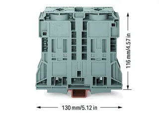 Wago 285-1185 POWER CAGE CLAMP feedthrough terminal block; DIN 35 x 15 rail mount; 2-conductor; 350 kcMil; 32 mm wide; gray — Reihenklemmen / Klemmleisten