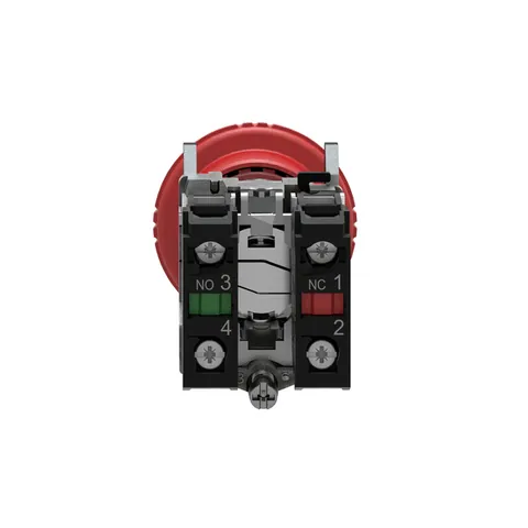 Schneider Electric XB4BS8445 Harmony, emergency stop, latching turn release, red, 40 mm, 1 NC and 1 NO — Switches & Modular Apparatus