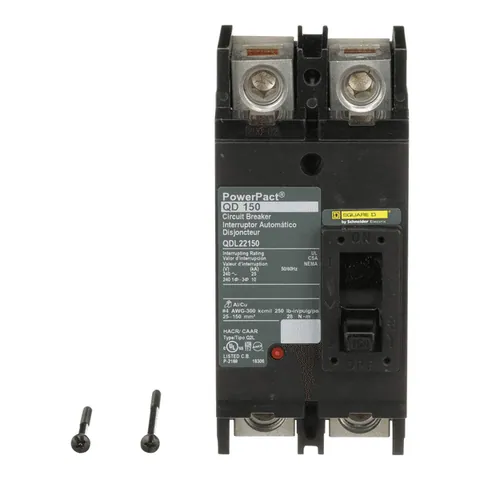 Schneider Electric QDL22150 Circuit breaker, PowerPacT Q, 150A, 2 pole, 240VAC, 25kA, lugs, thermal magnetic, 80% — Akcesoria ogólne