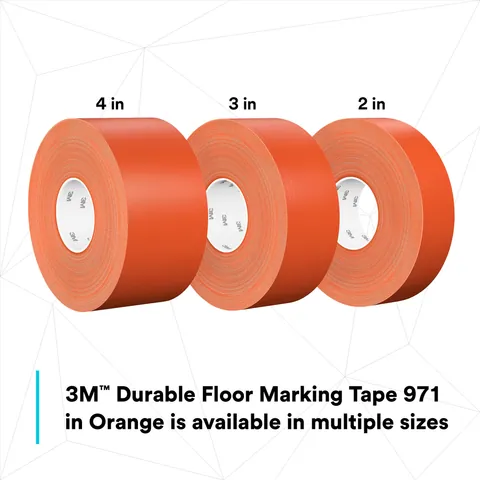 3M 7100260621 Durable Floor Marking Tape 971, Orange, 2 in x 36 yd, 17 mil, 6 Rolls/Case, Individually Wrapped Conveniently Packaged — General Accessories