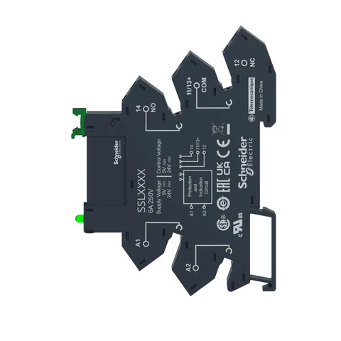 Schneider Electric SSL1A12BDPR pre-assembled relay, Harmony Solid State Relays, 2A, zero Voltage switching, spring sockets, input 16...30V DC, output 24...250V AC — Styczniki i przekaźniki