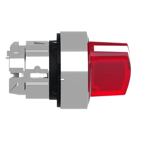 Schneider Electric ZB4BK1243 Head for illuminated selector switch, Harmony XB4, metal, red handle, 22mm, universal LED, 2 positions, stay put — General Accessories