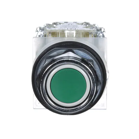 Schneider Electric 9001KR1GH13 30mm Push Button, Type K, push button, full guard, green, 1 NO and 1 NC — Switches & Modular Apparatus