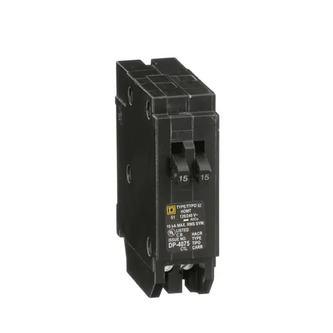 Schneider Electric HOMT1515 Tandem circuit breaker, Homeline, 2 x 1 pole at 15A, 120/240VAC, 10kA AIR, plug in, UL — Accessori generali