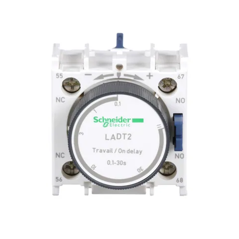 Schneider Electric LADT2 TeSys Deca, pneumatic time delay attachment, on delay, 0.1 to 30 sec, 1 NO and 1 NC, screw clamp terminals — Contactores y relés