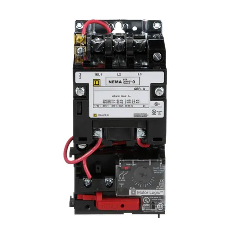 Schneider Electric 8536SBO2V02H308S NEMA Motor Starter, Type S, nonreversing, Size 0, 18A, 5 HP at 460 VAC, up to 100 kA SCCR, 3 phase, 3 pole, Motor Logic, 120 VAC coil, open — General Accessories