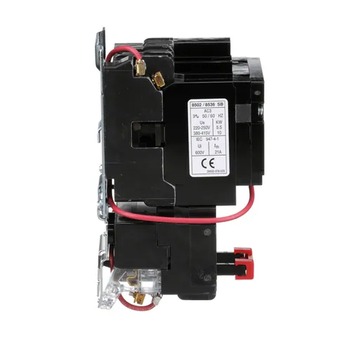Schneider Electric 8536SBO2V01S NEMA Motor Starter, Type S, nonreversing, Size 0, 18A, 5 HP at 460 VAC, 5 kA SCCR, 3 phase, 3 pole, melting alloy, 24 VAC coil, open — General Accessories