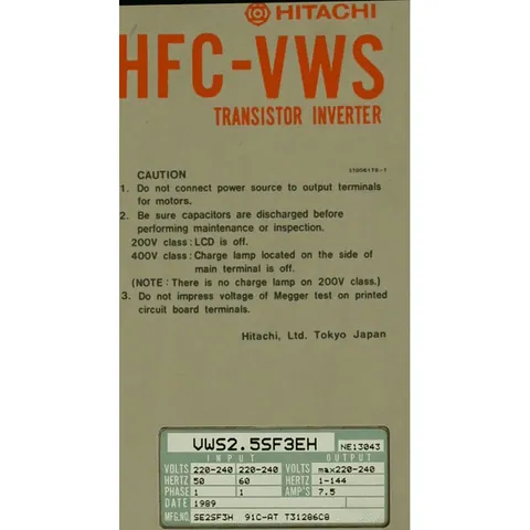 HITACHI VWS2.5SF3EH VWS2.5SF3EH Voltage Stabilizer — Variadores y convertidores de frecuencia