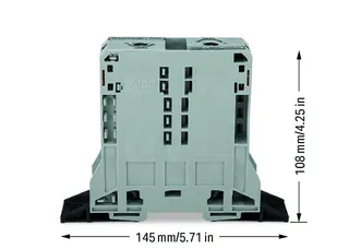 Wago 285-181 POWER CAGE CLAMP feedthrough terminal block; with fixing flanges; 2-conductor; 4/0 AWG; 25 mm wide; gray — Reihenklemmen / Klemmleisten