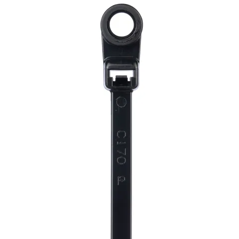 Panduit PLC2S-S6-C0 Locking Clamp Tie, Black, UV PA6.6, M3, 7.9"L, 50lb, PK100 — Connectors & Plugs