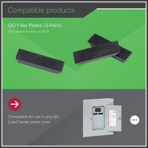 Schneider Electric QOFP Load center accessory, QO/Homeline, cover filler plate, fills branch circuit opening — General Accessories