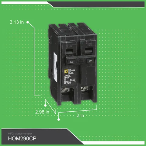 Schneider Electric HOM290 Mini circuit breaker, Homeline, 90A, 2 pole, 120/240VAC, 10kA AIR, standard type, plug in, UL — Accessori generali