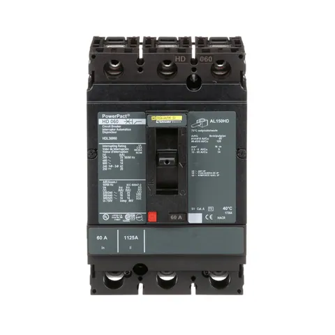 Schneider Electric HDL36060 PowerPacT H-Frame Circuit Breaker, 60A, 3 Pole, 600VAC, 14kA, Lugs, Thermal Magnetic, 80% — Accessori generali