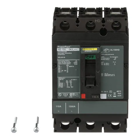 Schneider Electric HDL36110 Circuit breaker, PowerPacT H, 110A, 3 pole, 600VAC, 14kA, lugs, thermal magnetic, 80% — Accessori generali