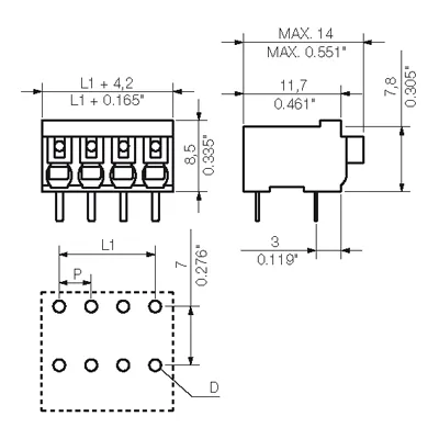 Weidmuller 1875160000 3.50 mm PCB Terminal Block 12 Poles 90° — Accesorios generales