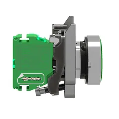 Schneider Electric ZB4RTA331 Wireless and batteryless pushbutton, push only, ø22 metal head, white I on green background cap — General Accessories