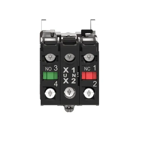 Schneider Electric ZB4BW0B15 Complete body contact assembly and light block, Harmony XB4, metal, universal LED, body fixing collar, 1NO + 1NC, 24V AC DC — Accesorios generales
