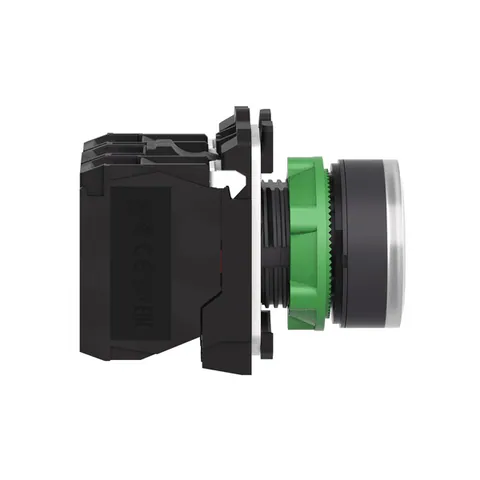 Schneider Electric XB5AW31G5 Illuminated push button, Harmony XB5, plastic, flush, white, 22mm, universal LED, plain lens, 1NO + 1NC, 110...120V AC — Switches & Modular Apparatus