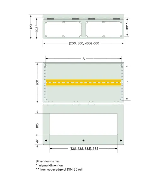 Wago 850-814/002-000 IP65 enclosure; Sheet steel (RAL 7035); WxHxD (200x120x200 mm); without flange plate — Accessori generali