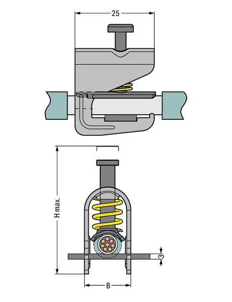 Wago 791-117 Shield clamp; 23 mm wide; 10-17 mm diameter conductors — Terminal Blocks