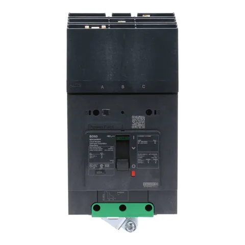 Schneider Electric BDA34060Y Circuit breaker, PowerPacT B, 60A, 3 pole, 480Y/277VAC, 18kA, I-Line, thermal magnetic, 80%, ABC — General Accessories