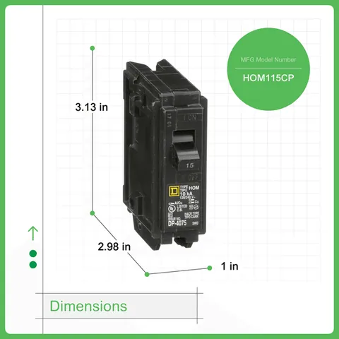 Schneider Electric HOM115 Mini circuit breaker, Homeline, 15A, 1 pole, 120/240VAC, 10kA AIR, standard type, plug in, UL — Accessori generali