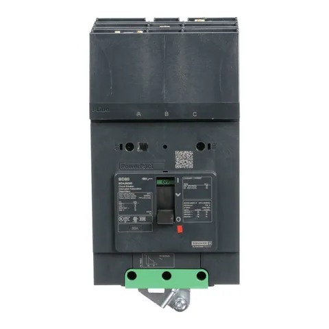 Schneider Electric BDA36080 Circuit breaker, PowerPacT B, 80A, 3 pole, 600Y/347VAC, 14kA, I-Line, thermal magnetic, 80%, ABC — Accesorios generales