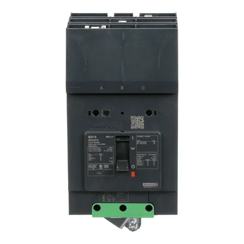 Schneider Electric BDA36015 PowerPacT B Circuit Breaker, 15A, 3-pole, 600Y/347VAC, 14kA, I-Line, Thermal Magnetic, 80%, ABC — General Accessories