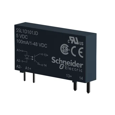 Schneider Electric SSL1D101JD plug in relay, Solid State Slim Relays, 0.1A, DC switching, input 3 to 12V DC, output 1 to 48V DC — General Accessories