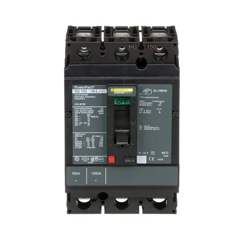 Schneider Electric HGL36100 Circuit breaker, PowerPacT H, 100A, 3 pole, 600VAC, 18kA, lugs, thermal magnetic, 80% — Accessori generali