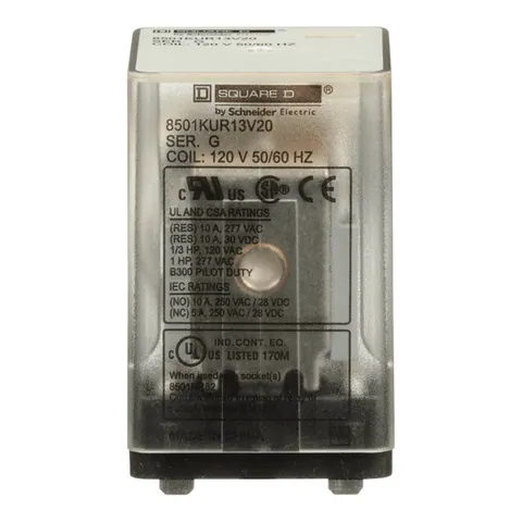 Schneider Electric 8501KUR13V20 Relay, Harmony 8501K, 3PDT, 11 blades, coil, 10A resistive at 120V AC, 0.5 HP at 240V AC, 120V AC, 3NO + 3NC — Accesorios generales