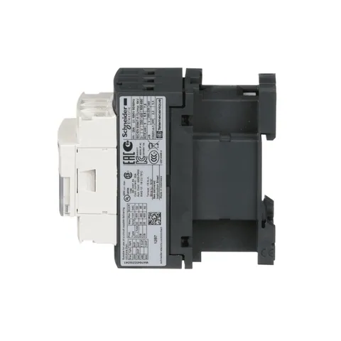 Schneider Electric LC1D12B7 IEC contactor, TeSys Deca, nonreversing, 12A, 7.5HP at 480VAC, up to 100kA SCCR, 3 phase, 3 NO, 24VAC 50/60Hz coil, open — Contactores y relés