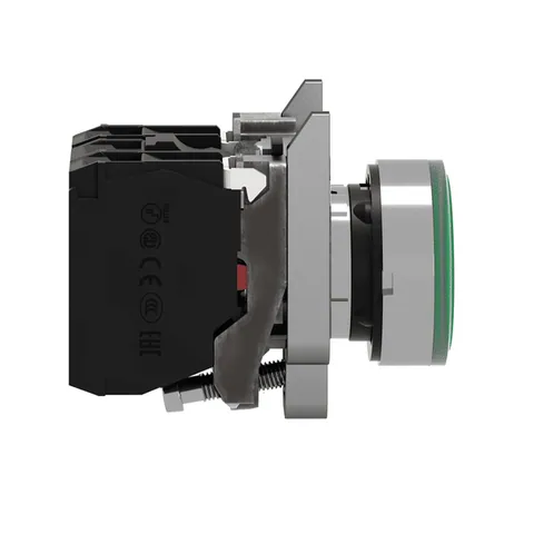 Schneider Electric XB4BW33B5 Illuminated push button, Harmony XB4, metal, green flush, 22mm, universal LED, plain lens, 1NO + 1NC, 24V AC DC — Interruttori e apparecchiature modulari