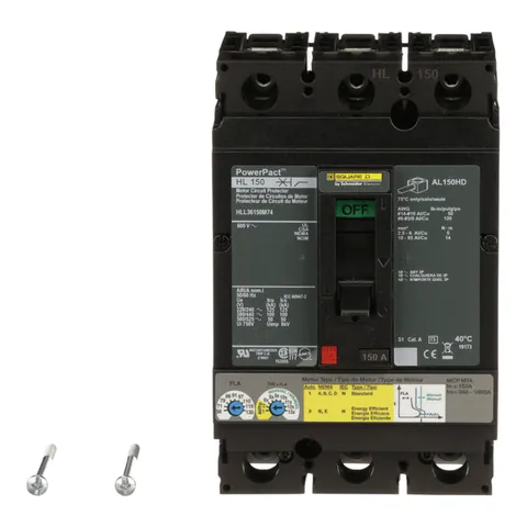 Schneider Electric HLL36150M74 Motor circuit protector, PowerPacT H, 150A, 3 pole, 600VAC, 50kA, lugs, thermal magnetic, 80% — Accessori generali