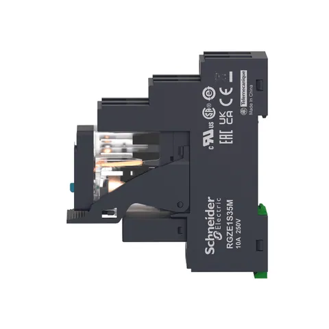 Schneider Electric RXG12BDPV interface plug-in relay, 10A, 1CO, with LED, lockable test button, 24V DC — Contactors & Relays