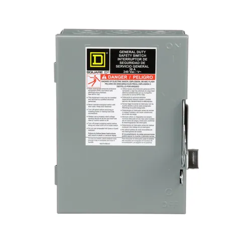 Schneider Electric D221N Safety switch, general duty, fusible, 30A, 2 pole, 7.5hp, 240VAC, NEMA 1, neutral factory installed — General Accessories