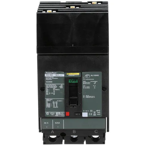 Schneider Electric HGA36040 Circuit breaker, PowerPacT H, 40A, 3 pole, 600VAC, 18kA, I-Line, thermal magnetic, 80%, ABC — Accessori generali