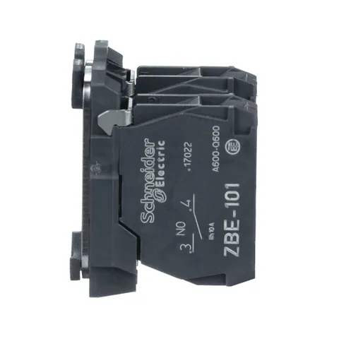 Schneider Electric ZB5AZ105 Harmony, 22mm Push Button, XB5A operators, contact block, with mounting collar, 1 NO and 1 NC, screw clamp terminal — Switches & Modular Apparatus