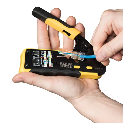 Klein Tools VDV226-110 Ratcheting Cable Crimper / Stripper / Cutter, for Pass-Thru™ — Hand & Power Tools