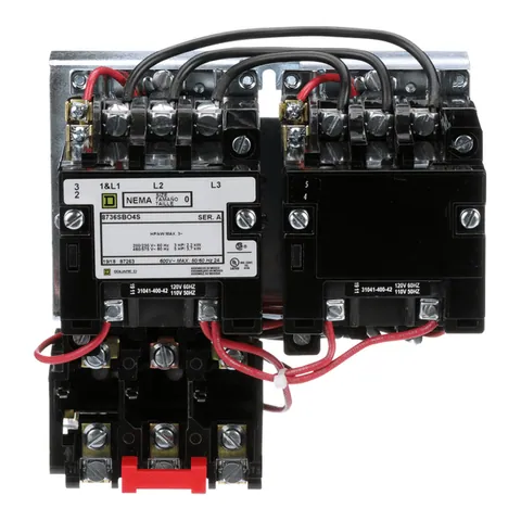 Schneider Electric 8736SBO4V02S NEMA starter, Type S, reversing, horizontal, Size 0, 18A, 5HP at 575VAC, 5kA SSCR, 3 phase, 3 pole, melting alloy overload, 120VAC coil, open — Accessori generali