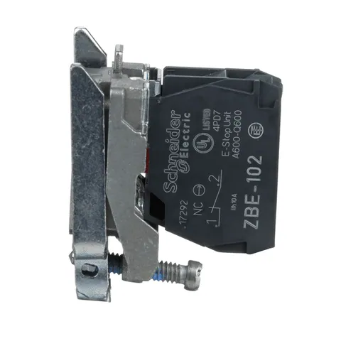 Schneider Electric ZB4BZ102 Harmony, 22mm Push Button, XB4B operators, contact block, with mounting collar, 1 NC, screw clamp terminal — Switches & Modular Apparatus