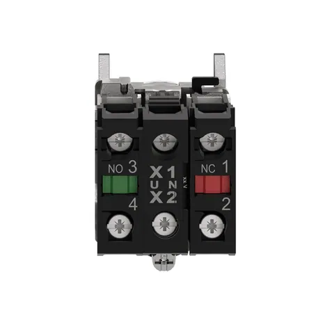 Schneider Electric XB4BW33B5 Illuminated push button, Harmony XB4, metal, green flush, 22mm, universal LED, plain lens, 1NO + 1NC, 24V AC DC — Interruttori e apparecchiature modulari