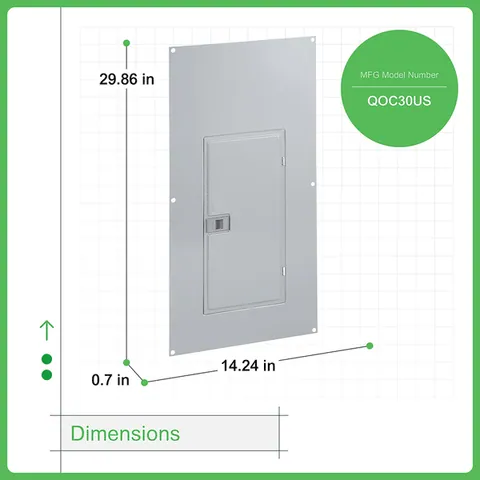 Schneider Electric QOC30US Replacement cover, QO, for 30 space load center, surface, gray — General Accessories