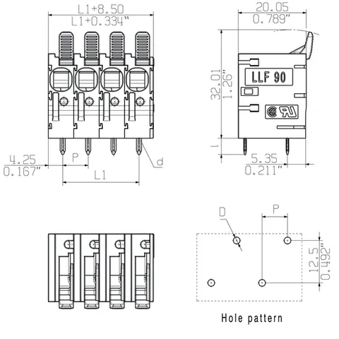 Weidmuller 2471530000 LLF 7.50/02/90V 5.0SN BK BX