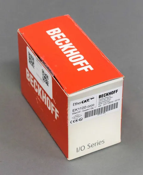 Beckhoff EK1100 Accoppiatore EtherCAT Beckhoff EK1100: terminali da Ethernet a EtherCAT. 2xRJ45, fino a 65.535 moduli. 24 V CC. — I/O remoto e comunicazione