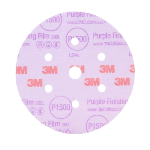 3M 7100123753 Purple Finishing Film Hookit 260L Disc Dust-Free, 51155, 6 in, P800, 50 discs per carton, 4 cartons per case — General Accessories