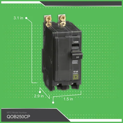 Schneider Electric QOB250 QO Mini Circuit Breaker 50A, 2 Pole, 120/240VAC, 10kA — Accessori generali